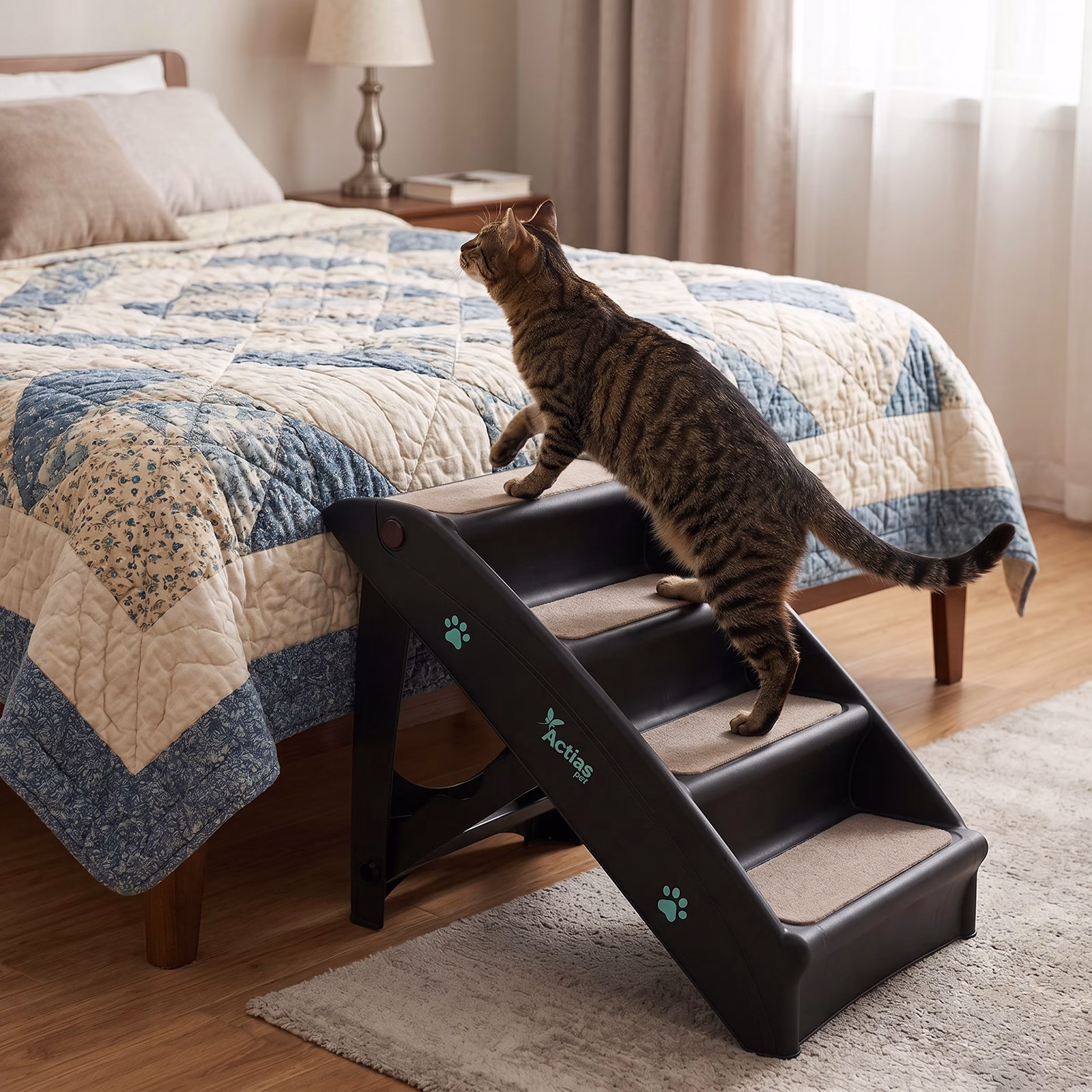 Foldable Pet Stairs Black 74287 - Image 6