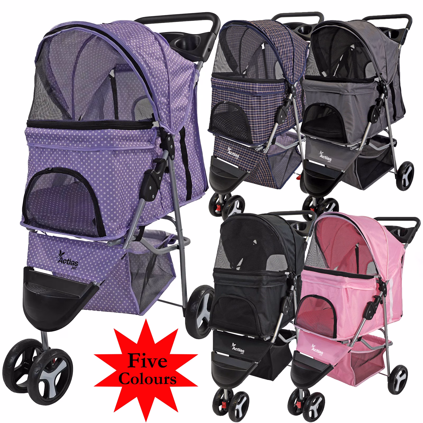 Pet Stroller Dog Cat Puppy Pram Pushchair Travel Cart Jogging Buggy Carrier