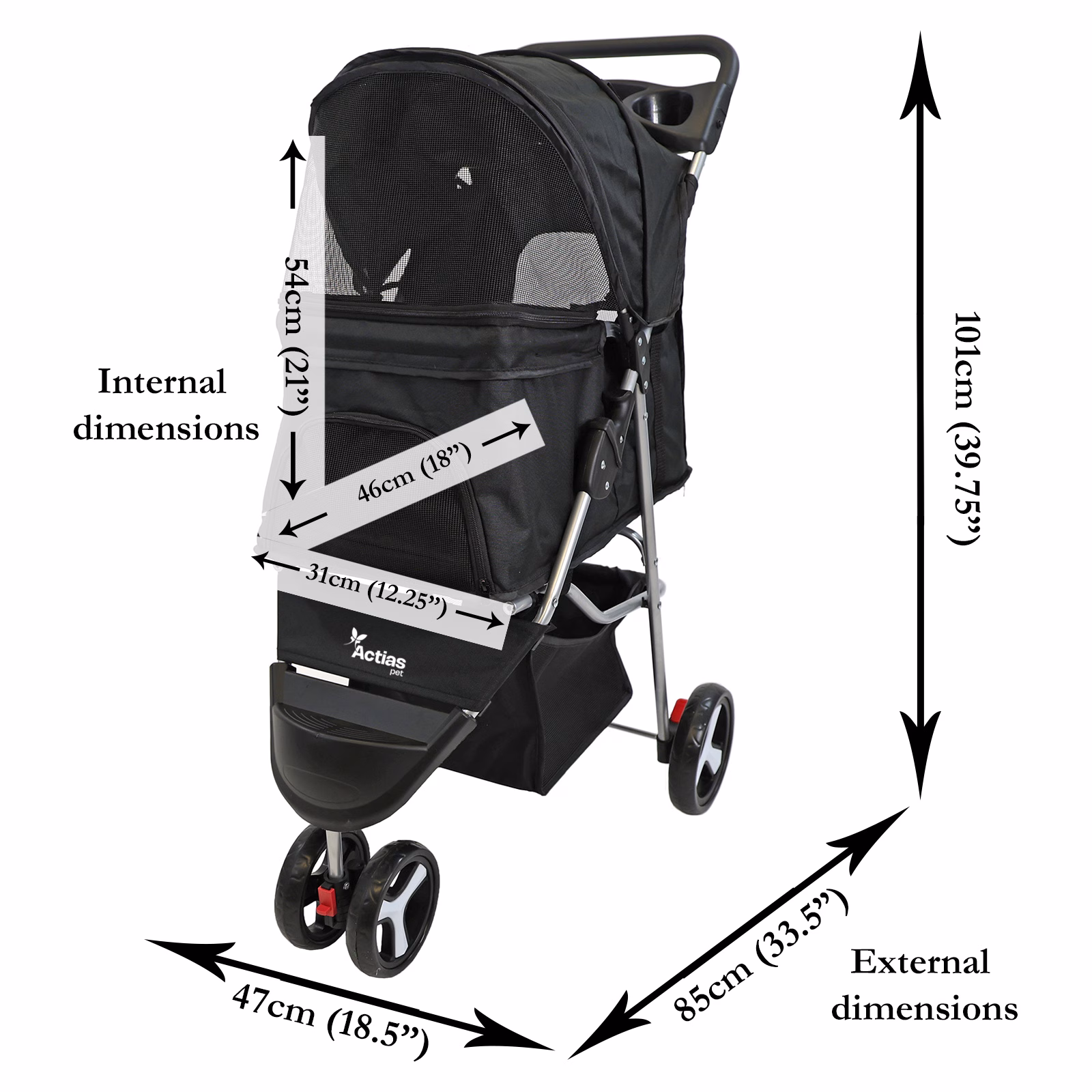 Pet Stroller Dog Cat Puppy Pram Pushchair Travel Cart Jogging Buggy Carrier - Image 2