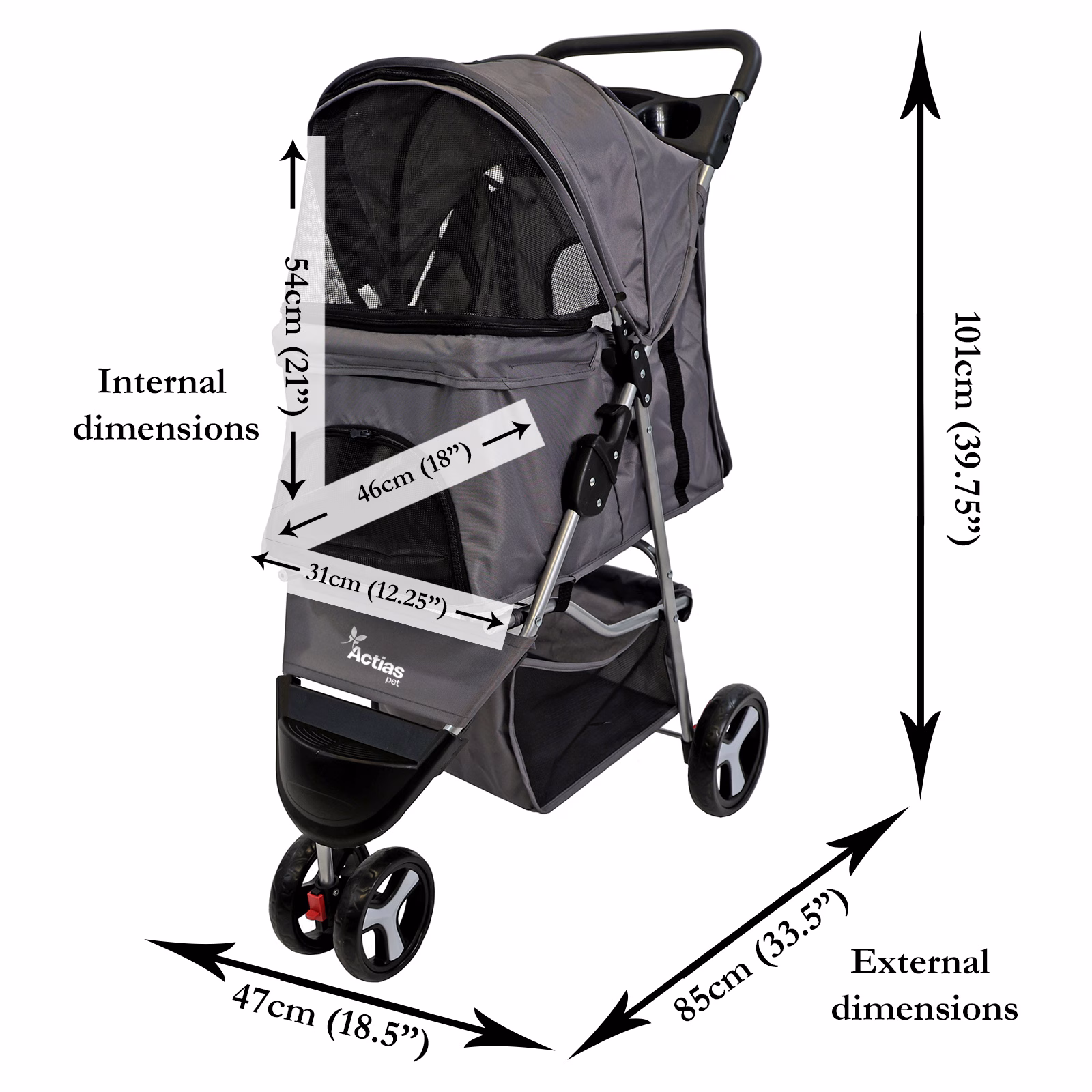Pet Stroller Dog Cat Puppy Pram Pushchair Travel Cart Jogging Buggy Carrier - Image 6