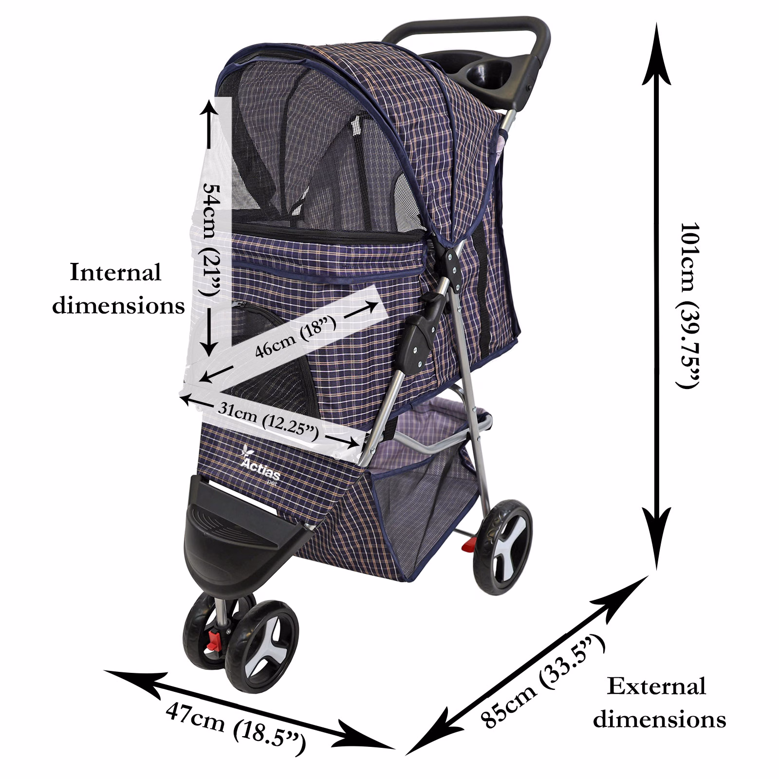 Pet Stroller Dog Cat Puppy Pram Pushchair Travel Cart Jogging Buggy Carrier - Image 9