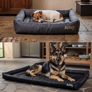 Actiaspet Waterproof Dog Cage Bed – Heavy-Duty Non-Slip Crate Mat | Washable Supportive Cushion (Black or Grey)
